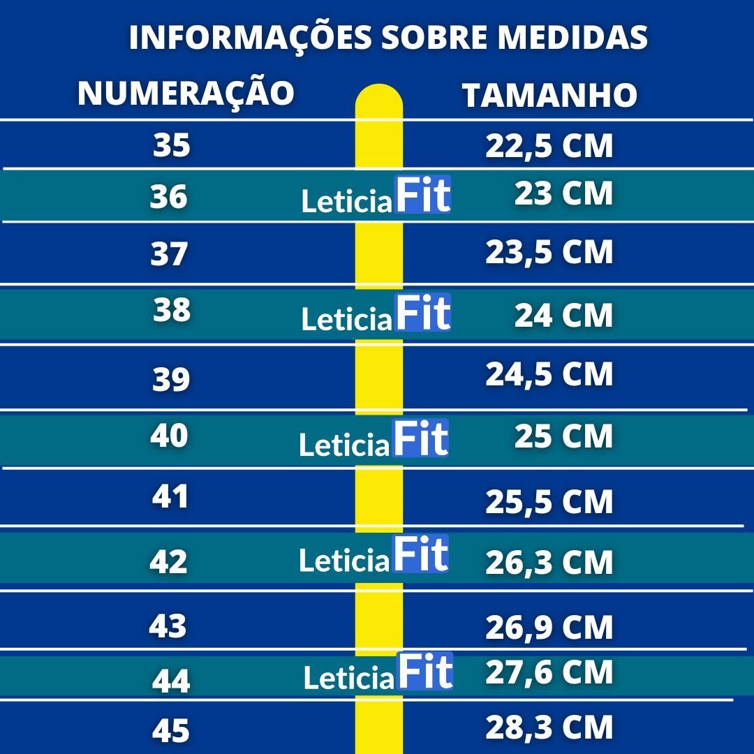 Informações sobre medidas tênis new sport 33y loja leticiafit.com